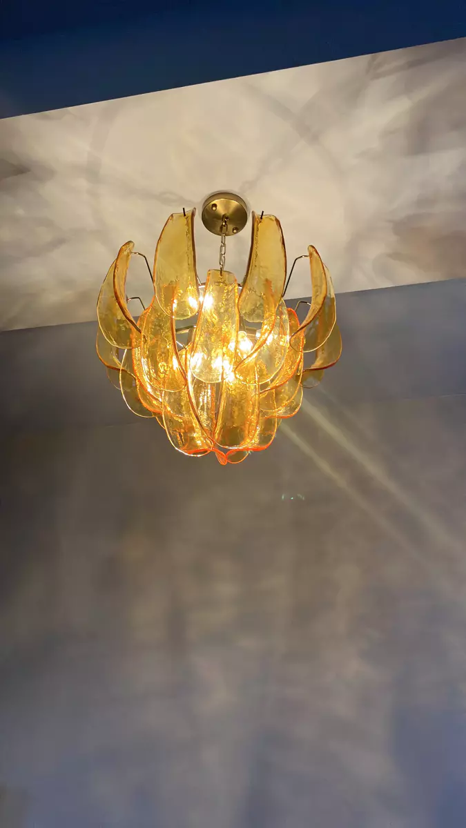 Amber chandelier installed